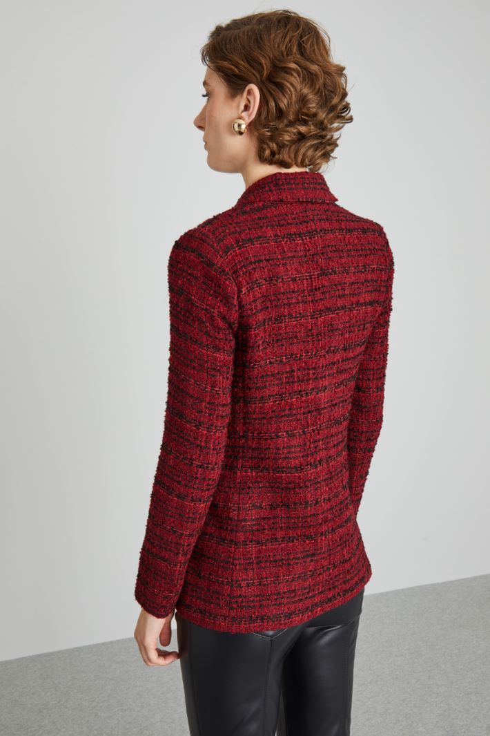 Blazer doppiopetto in stuoia - BORDEAUX NERO - Fashion Market - 4