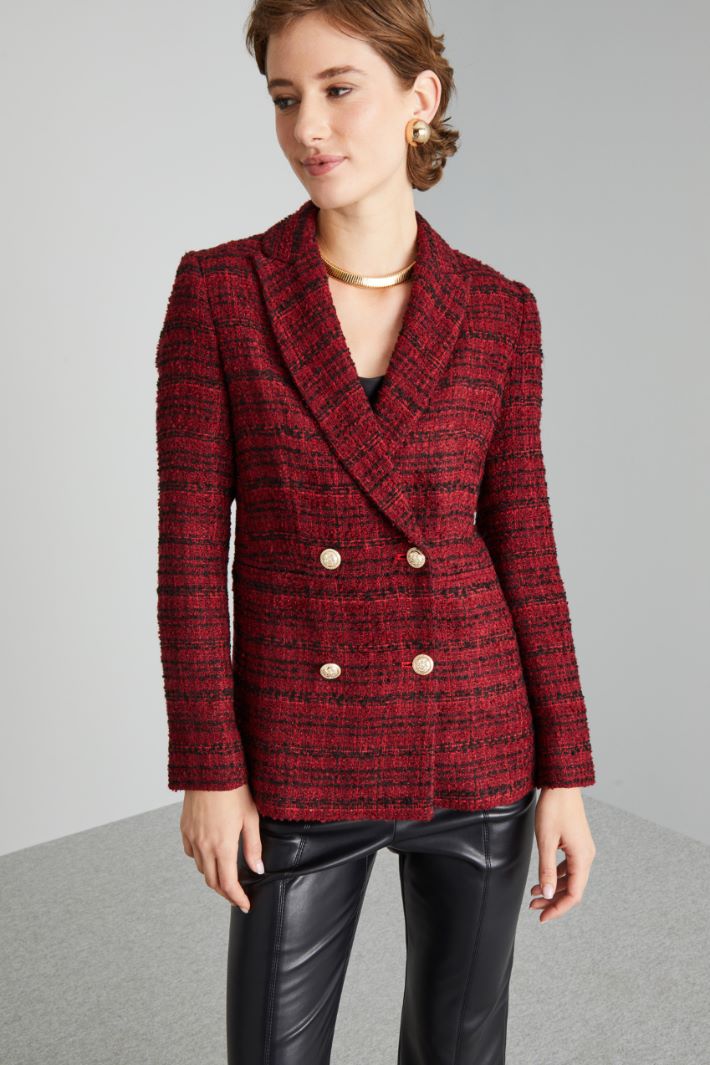Blazer doppiopetto in stuoia - BORDEAUX NERO - Fashion Market - 2