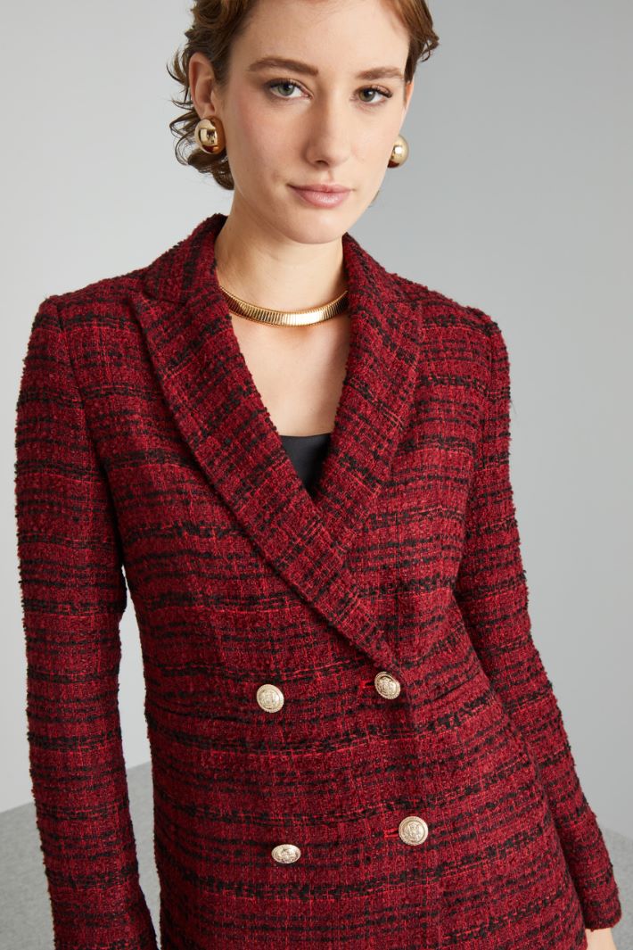 Blazer doppiopetto in stuoia - BORDEAUX NERO - Fashion Market - 3