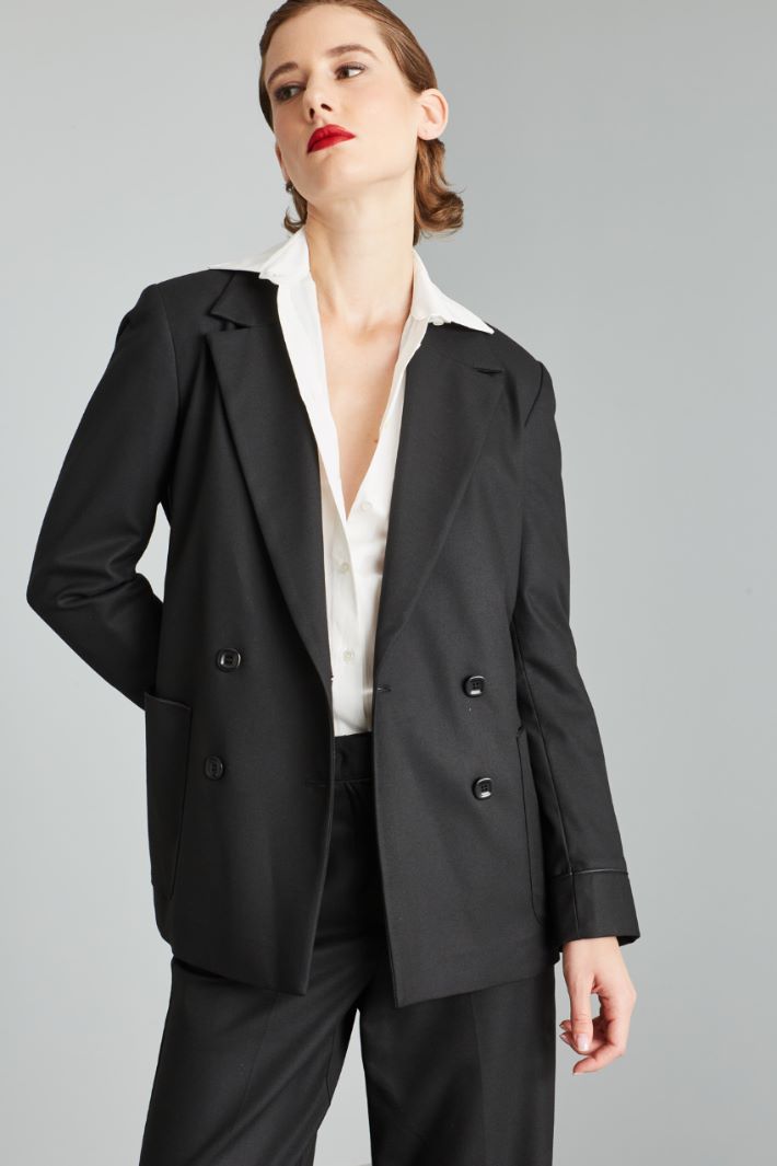 Blazer doppiopetto in viscosa - NERO - Fashion Market - 2
