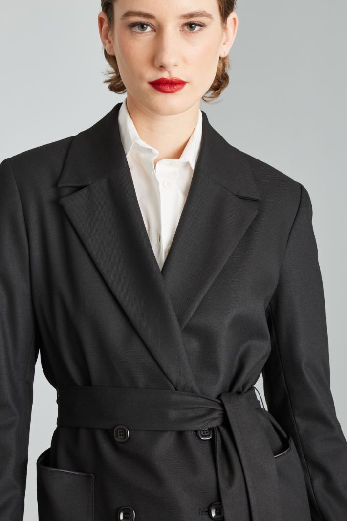 Blazer doppiopetto in viscosa - NERO - Fashion Market - 3