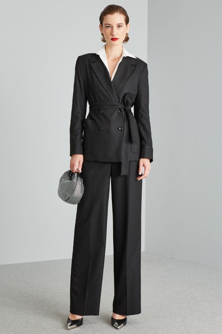 Blazer doppiopetto in viscosa - NERO - Fashion Market