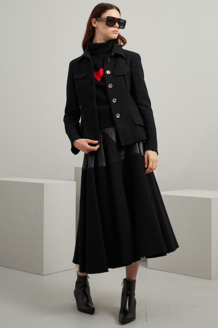 Giacca corta in lino e lana - NERO - Fashion Market