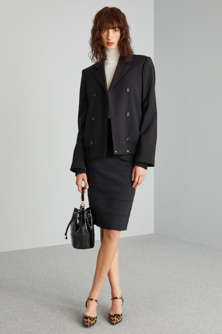 Blazer stile bomber in tela - NERO - Fashion Market
