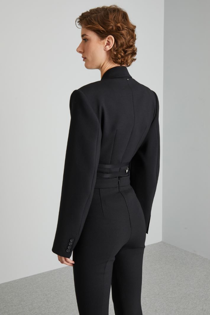 Blazer a body in tela di lana - NERO - Fashion Market - 4
