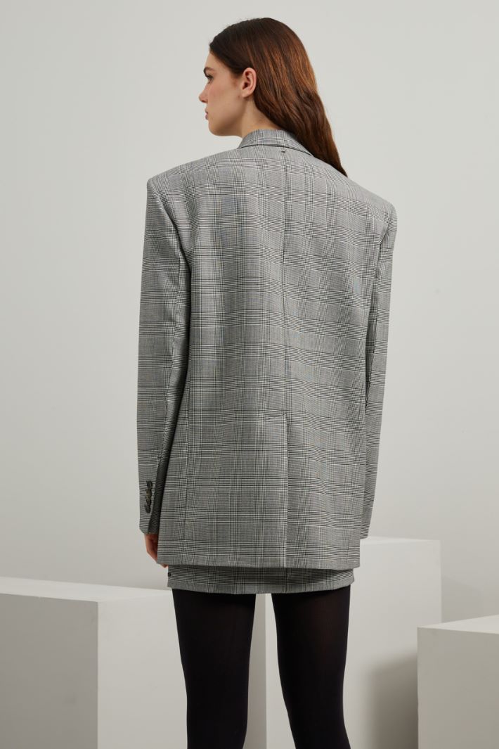 Blazer in batavia di lana - NERO BIANCO - Fashion Market - 4