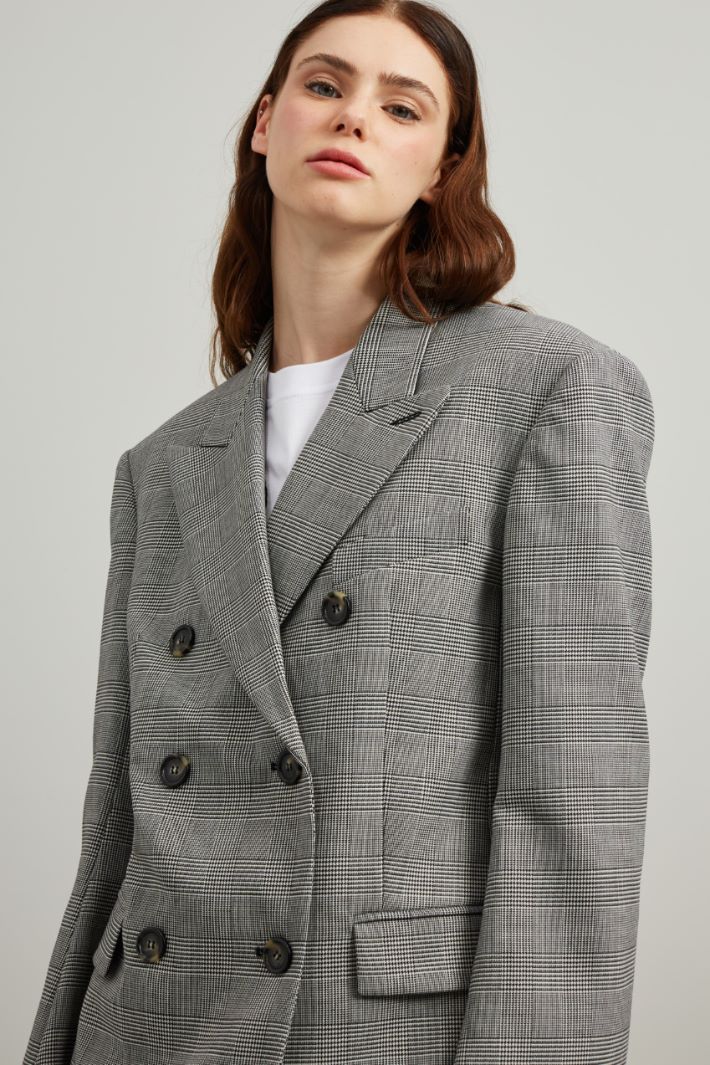 Blazer in batavia di lana - NERO BIANCO - Fashion Market - 3
