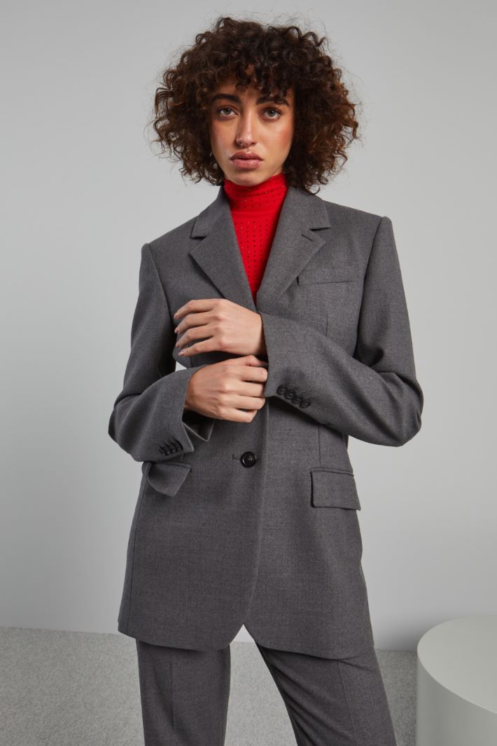 Blazer sfiancato in flanella - GRIGIO ARDESIA - Fashion Market - 2