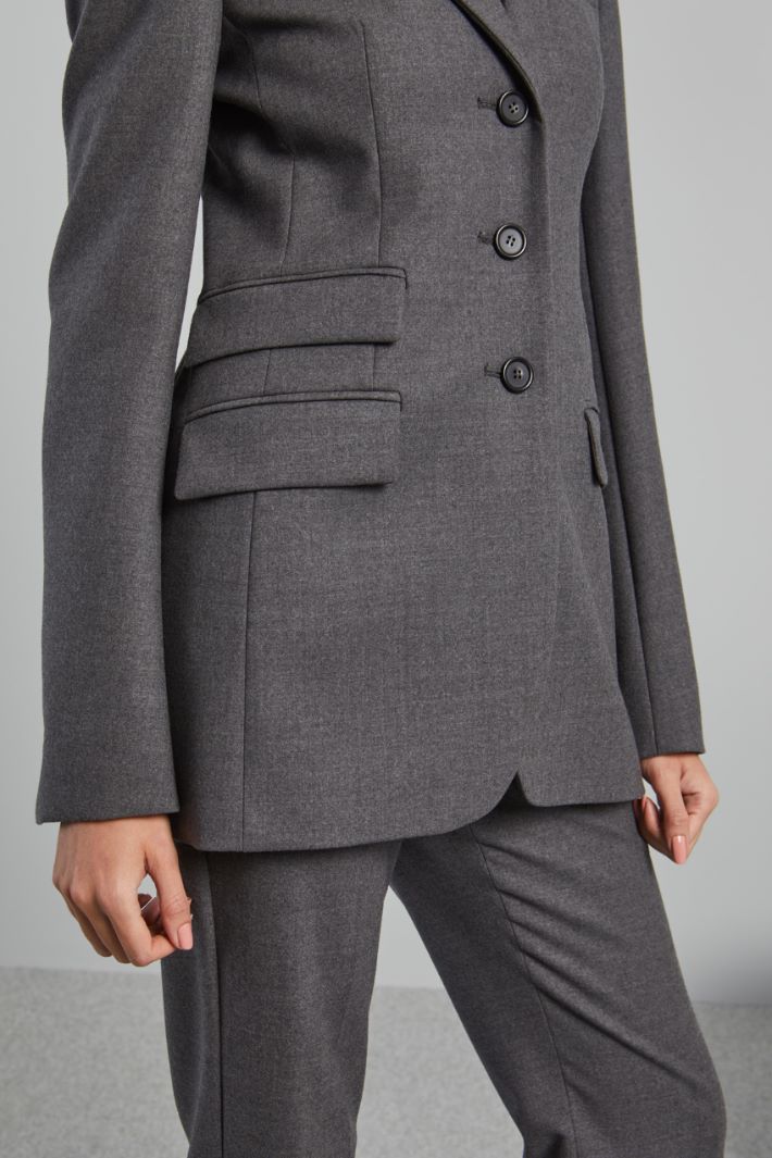 Blazer sfiancato in flanella - GRIGIO ARDESIA - Fashion Market - 3