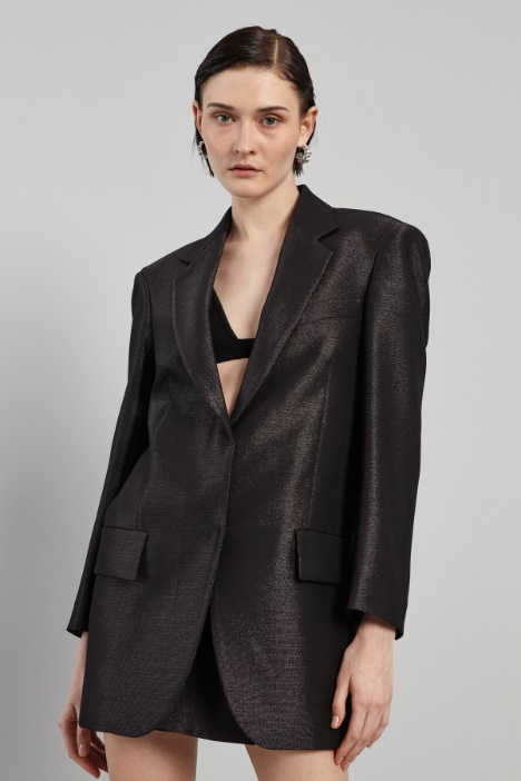 Blazer over in tessuto lamè - Fashion Market