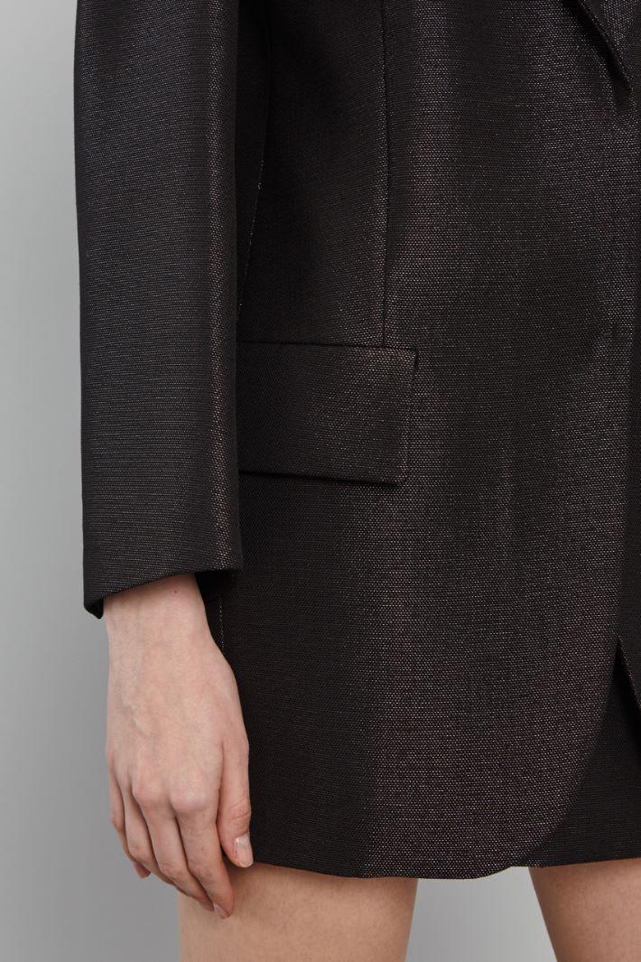 Blazer over in tessuto lamè - NERO - Fashion Market - 3
