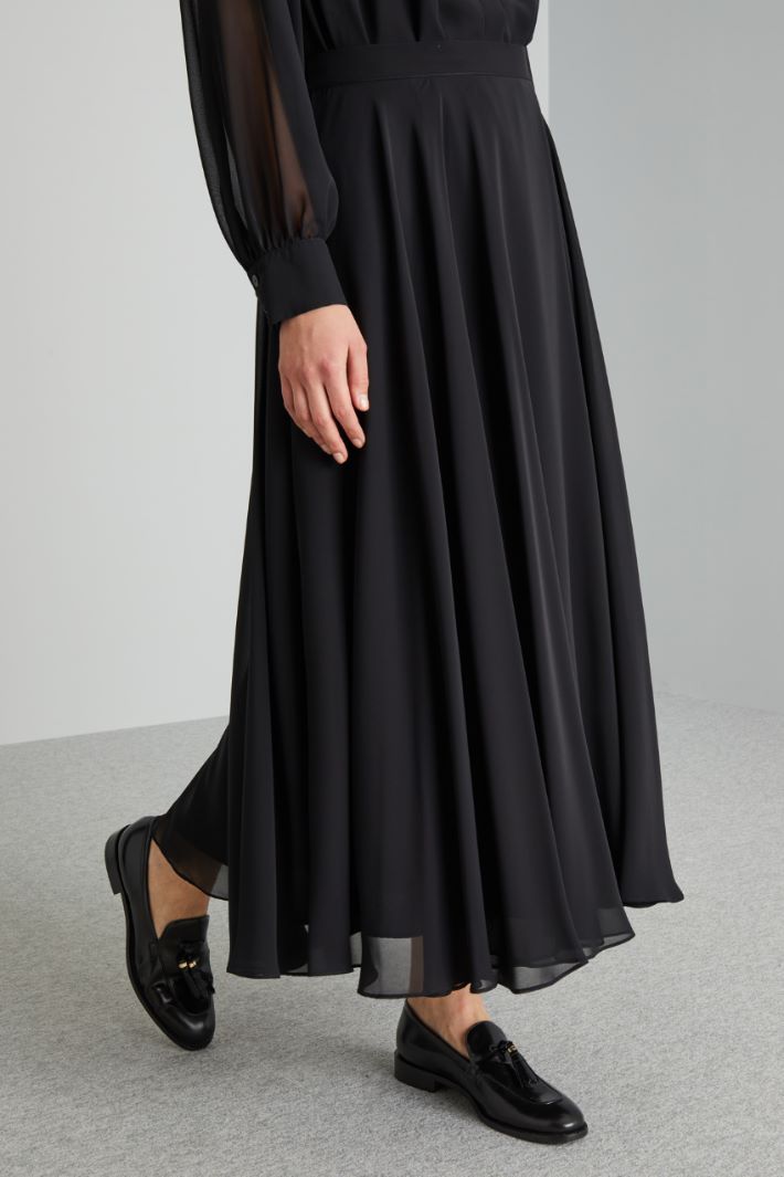 Gonna lunga in georgette - NERO - Fashion Market - 2
