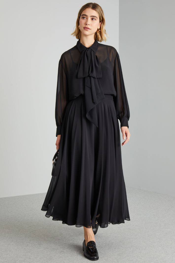 Gonna lunga in georgette - NERO - Fashion Market
