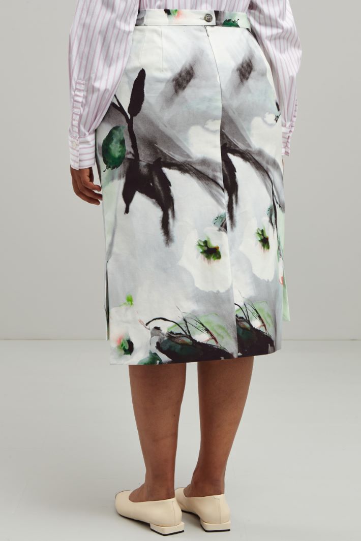 Gonna a tubo in cotone - BIANCO VERDE NERO - Fashion Market - 4