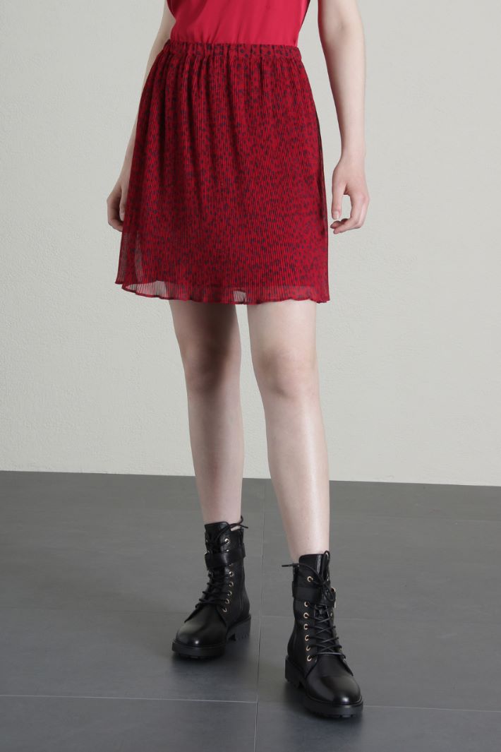 Minigonna in georgette plissè - ROSSO BLU - Fashion Market - 4