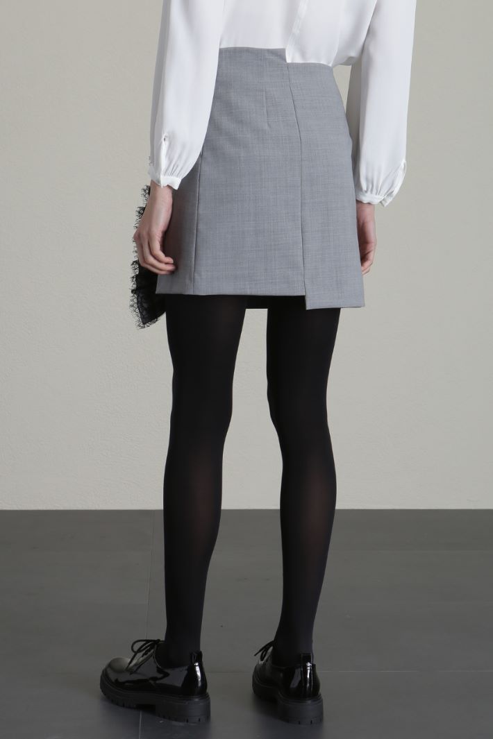 Minigonna con ruches in pizzo - GRIGIO - Fashion Market - 2