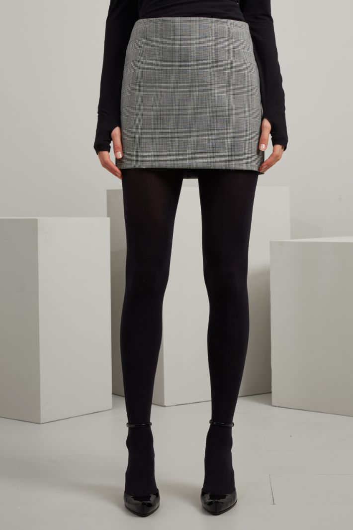 Minigonna in lana stretch - NERO BIANCO - Fashion Market - 2