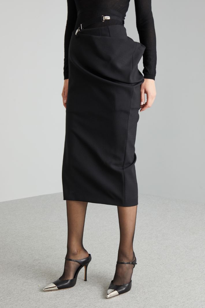 Gonna longuette con bretella - NERO - Fashion Market - 2