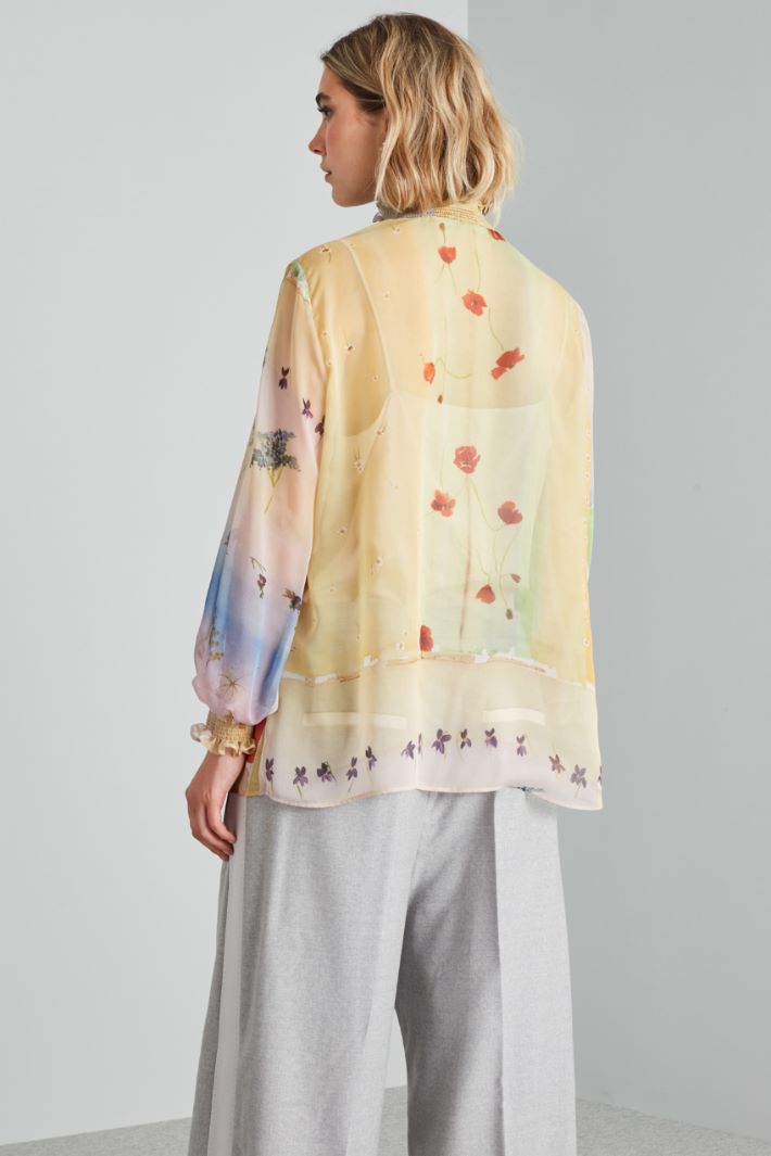 Blusa in chiffon stampato - SENAPE ROSA VERDE - Fashion Market - 4