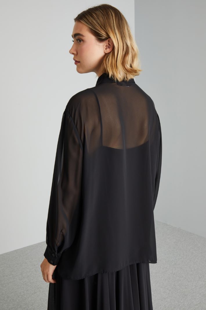 Camicia con colletto classico. - NERO - Fashion Market - 4