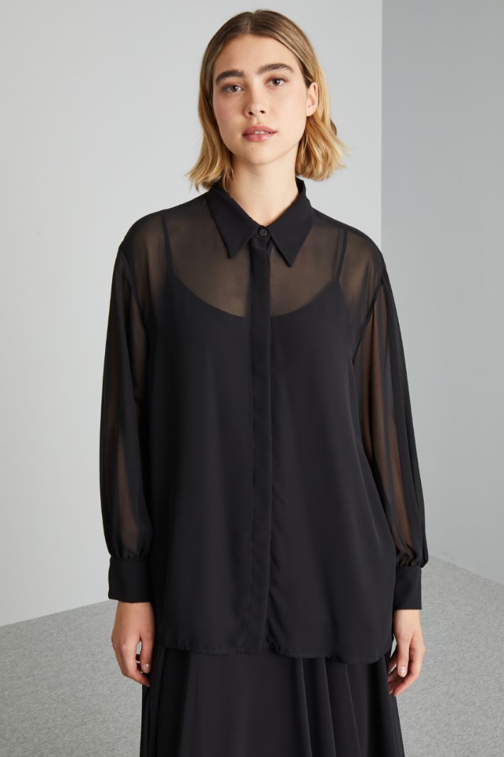 Camicia con colletto classico. - NERO - Fashion Market - 2