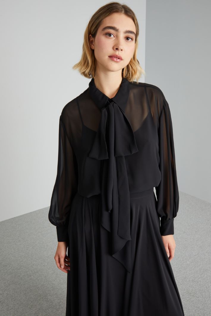 Camicia con colletto classico. - NERO - Fashion Market - 3