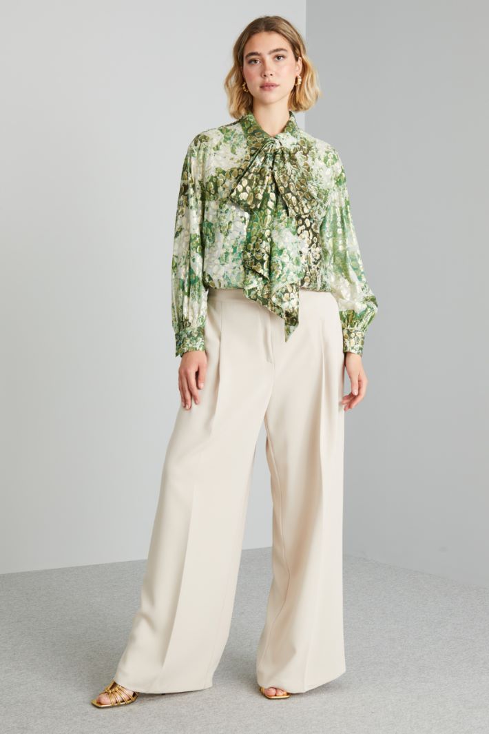 Camicia in fil coupé di seta - VERDE BIANCO ORO - Fashion Market