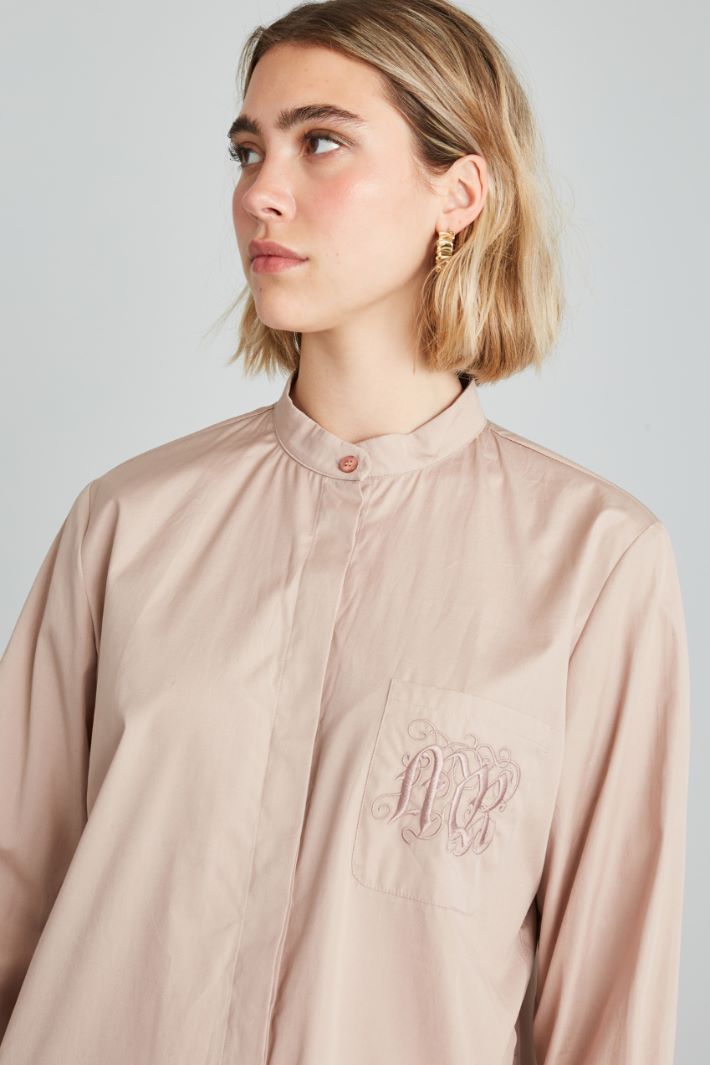 Camicia con taschino ricamato - ROSA POLVERE - Fashion Market - 3