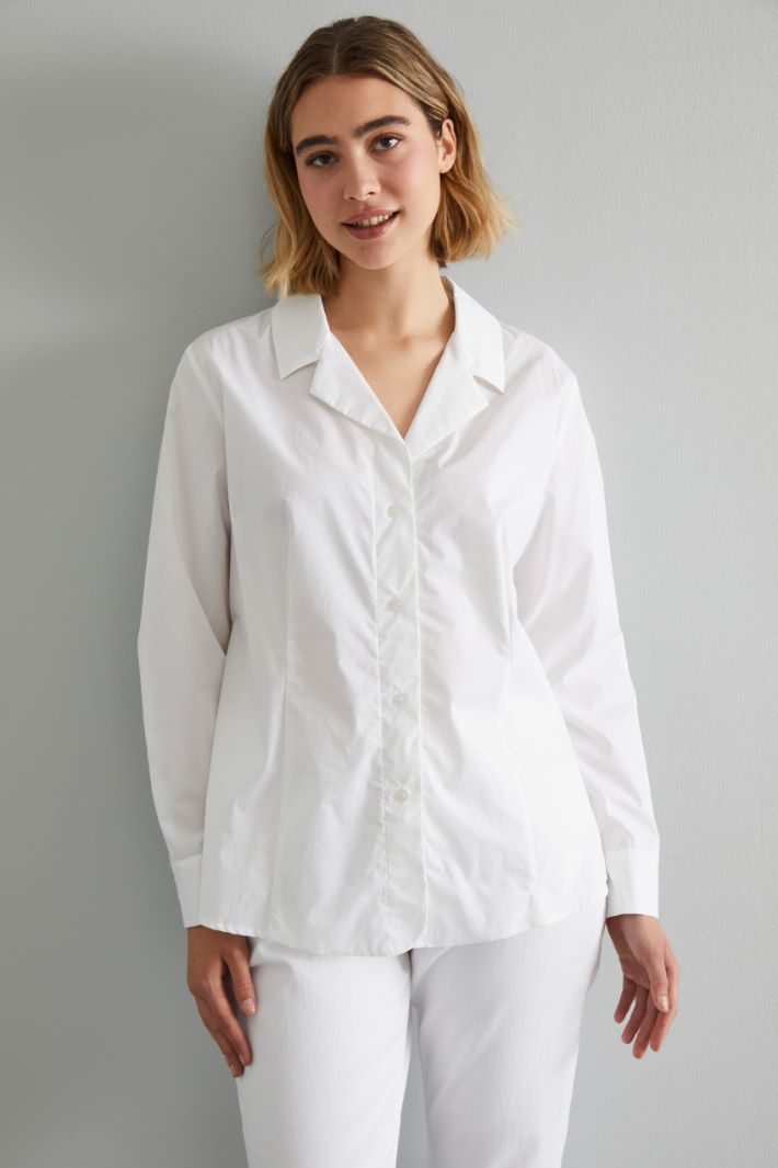 Camicia con collo a rever - BIANCO - Fashion Market - 2