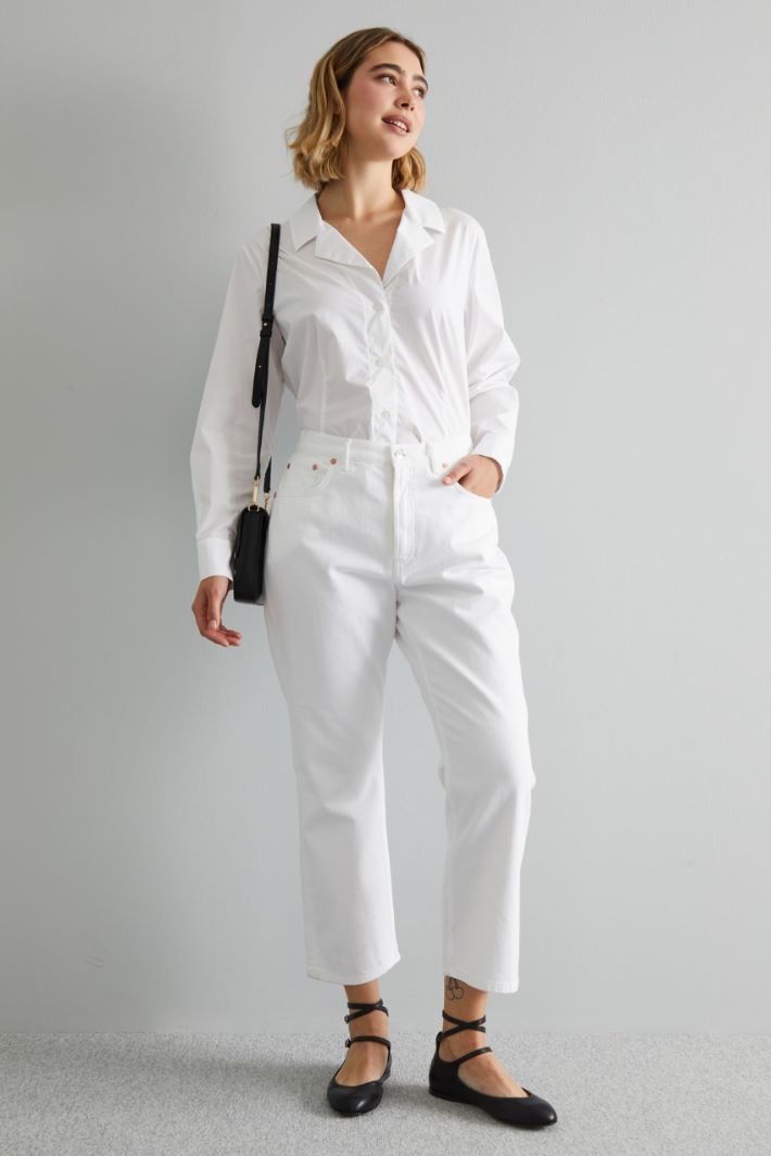 Camicia con collo a rever - BIANCO - Fashion Market