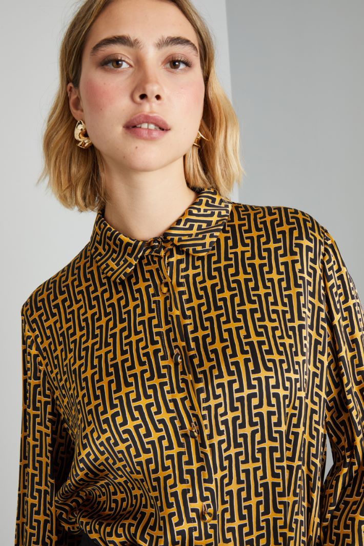 Camicia in raso stampato - SENAPE NERO - Fashion Market - 3