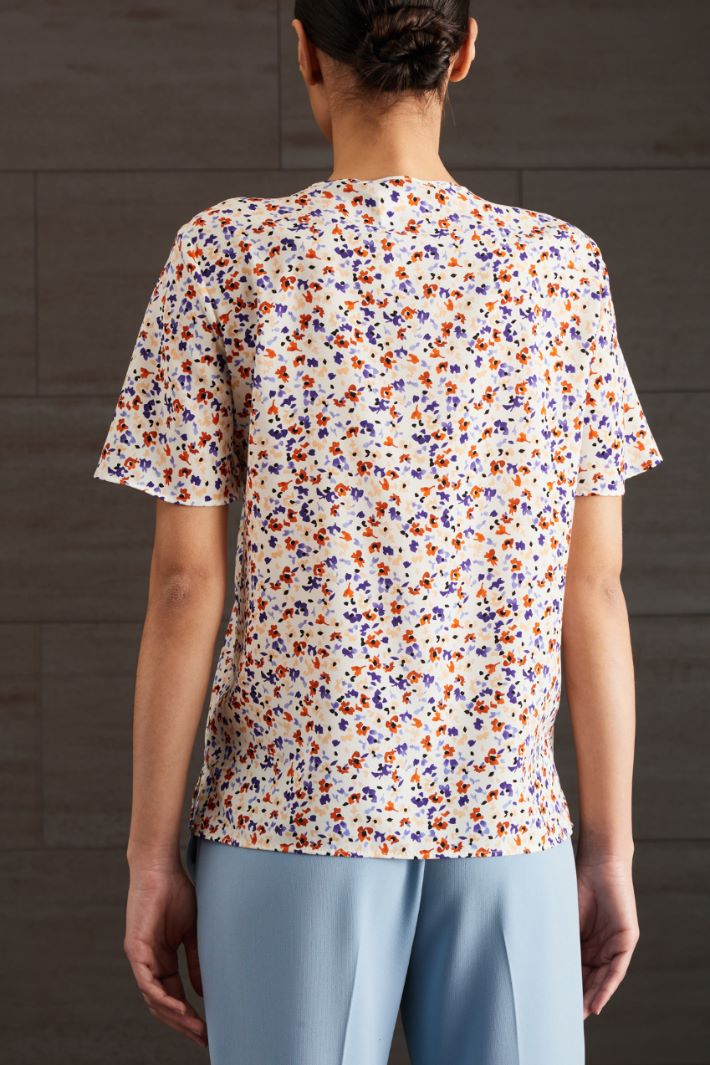 Blusa in crépe de chine - VIOLA ARANCIONE AVORIO - Fashion Market - 4