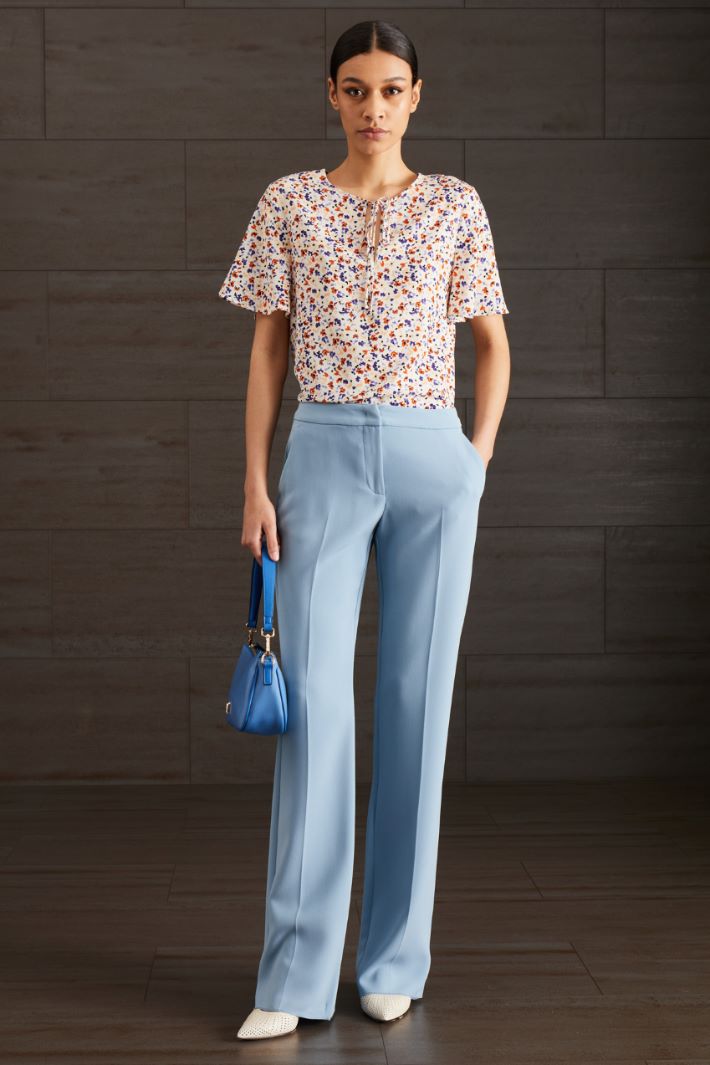 Blusa in crépe de chine - VIOLA ARANCIONE AVORIO - Fashion Market