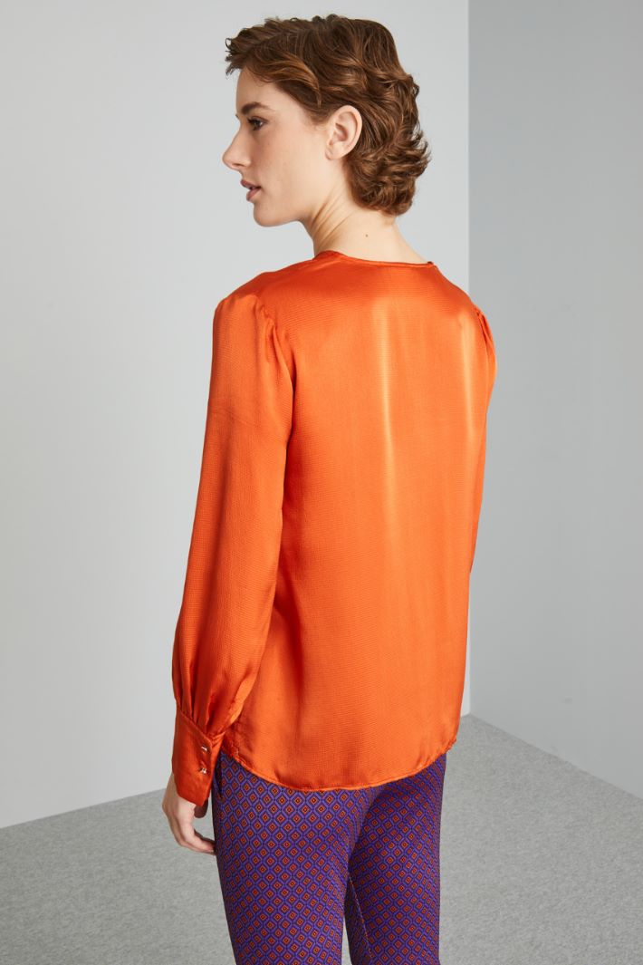 Blusa in raso martellato - ARANCIONE - Fashion Market - 4