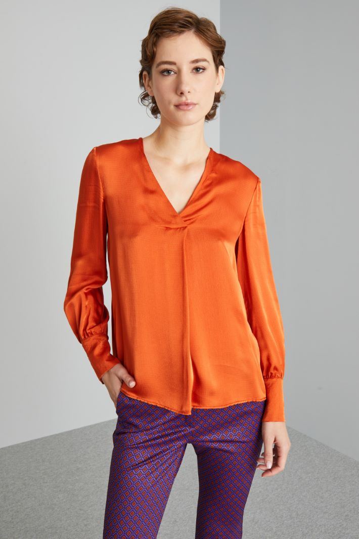 Blusa in raso martellato - ARANCIONE - Fashion Market - 2