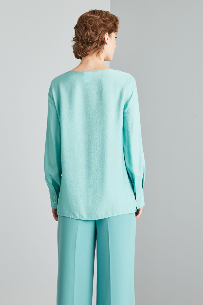 Blusa in raso martellato - ACQUA MARINA - Fashion Market - 4