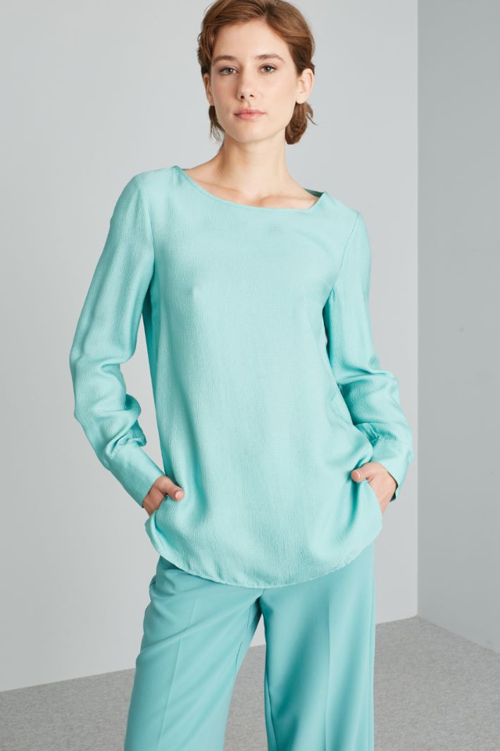 Blusa in raso martellato - ACQUA MARINA - Fashion Market - 2