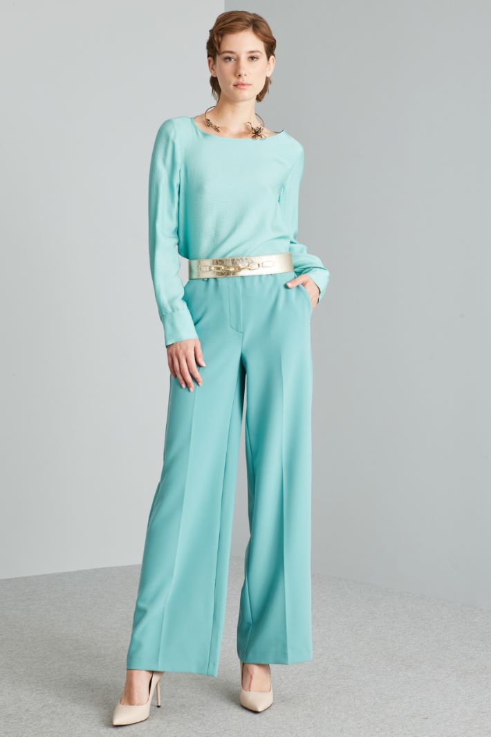 Blusa in raso martellato - ACQUA MARINA - Fashion Market