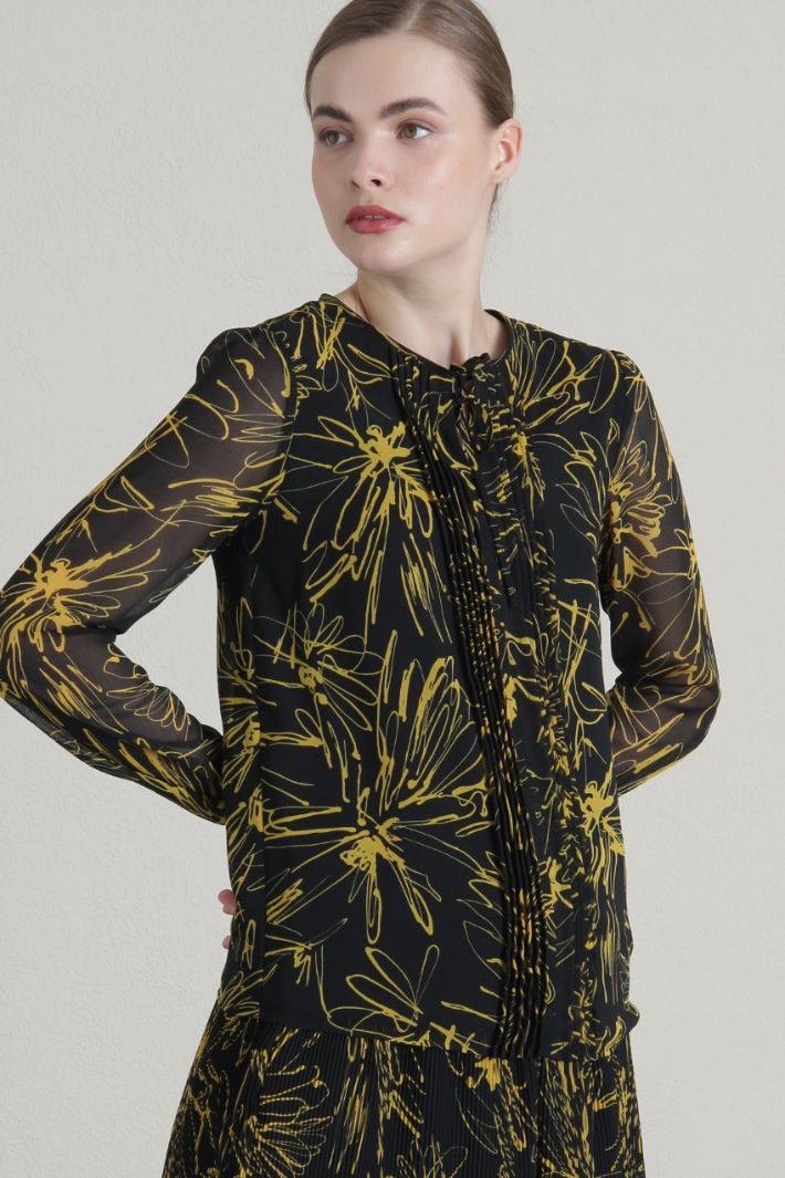 Blusa in georgette - NERO GIALLO - Fashion Market - 4