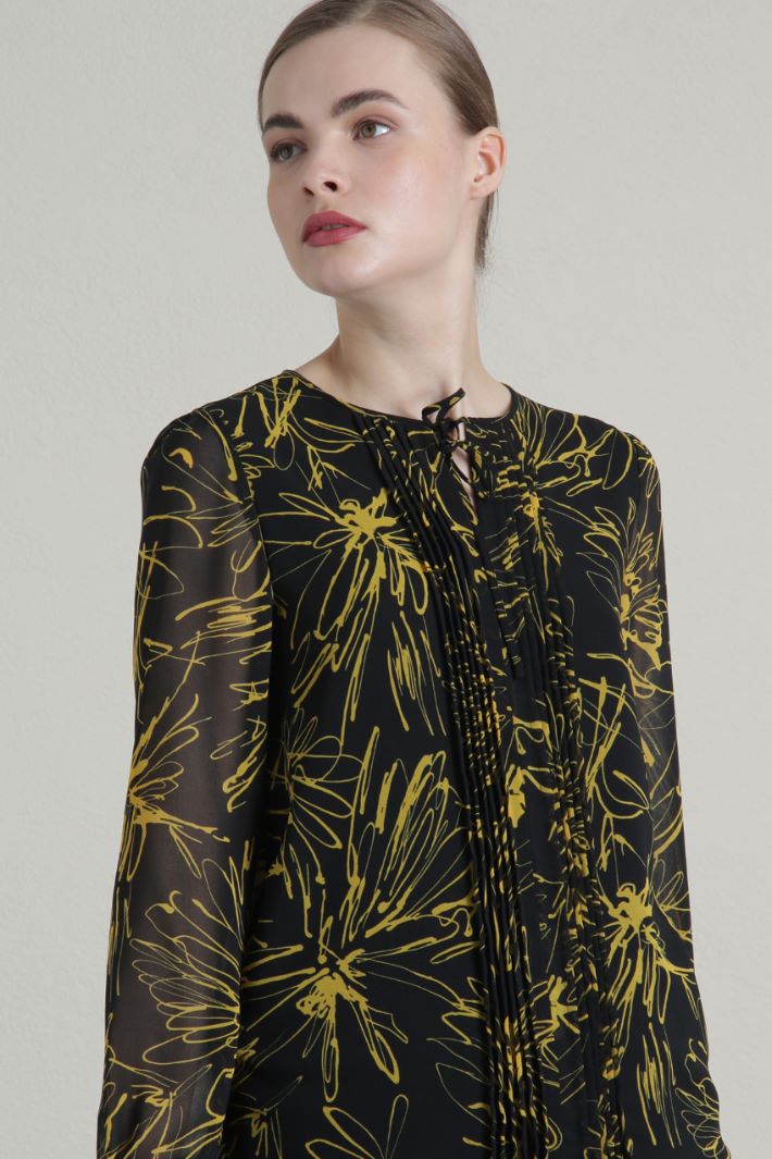 Blusa in georgette - NERO GIALLO - Fashion Market - 3