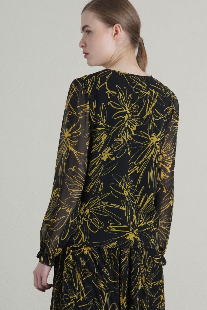 Blusa in georgette - NERO GIALLO - Fashion Market - 2