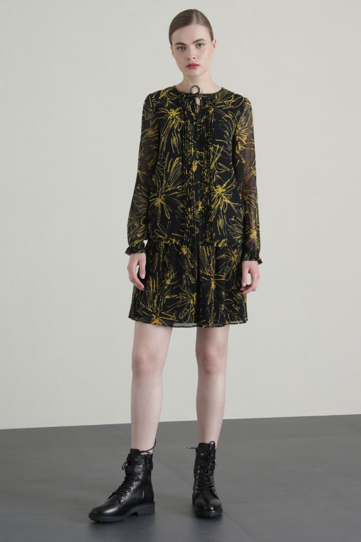 Blusa in georgette - NERO GIALLO - Fashion Market