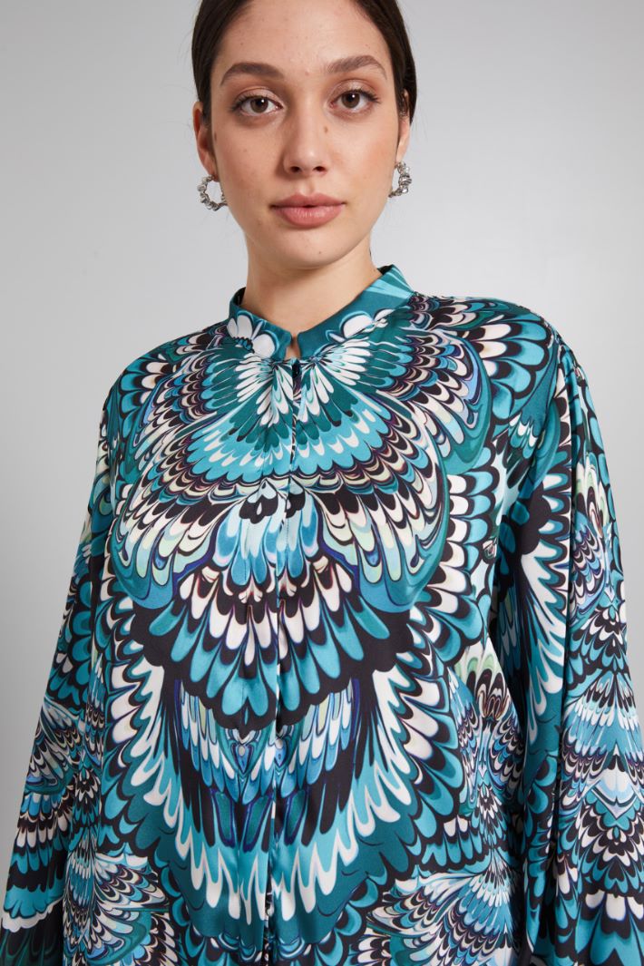 Camicia in twill stampato - VERDE NERO - Fashion Market - 3