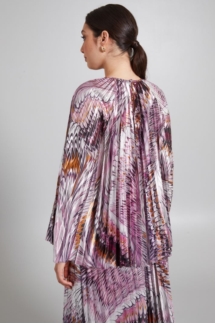 Blusa plissé in lamè - VIOLA ARANCIONE ARGENTO - Fashion Market - 4
