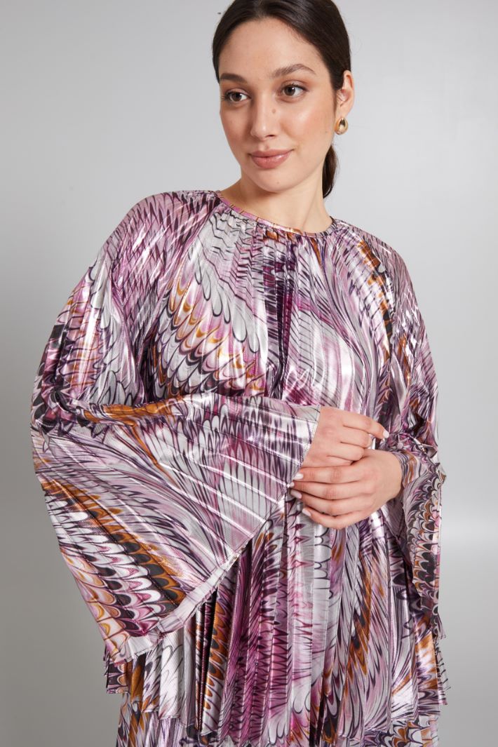 Blusa plissé in lamè - VIOLA ARANCIONE ARGENTO - Fashion Market - 3