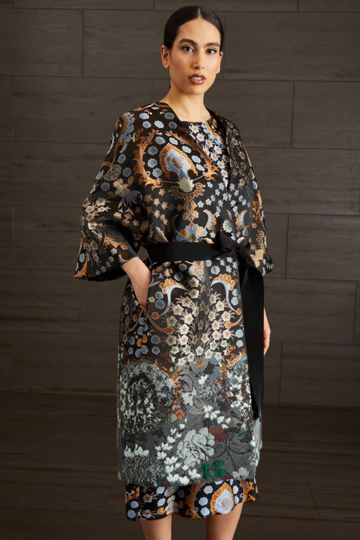 Spolverino jacquard - NERO OCRA AZZURRO - Fashion Market - 2