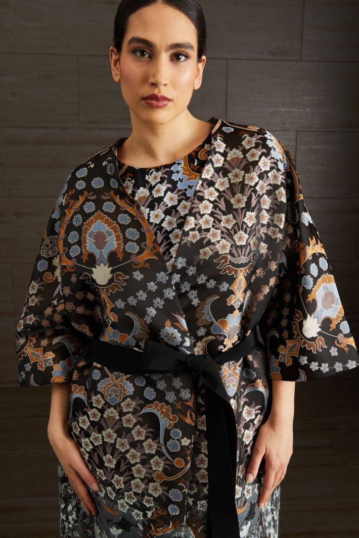 Spolverino jacquard - NERO OCRA AZZURRO - Fashion Market - 3