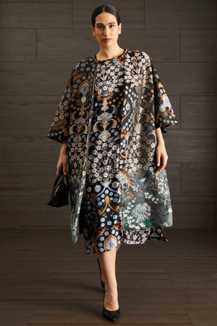 Spolverino jacquard - NERO OCRA AZZURRO - Fashion Market