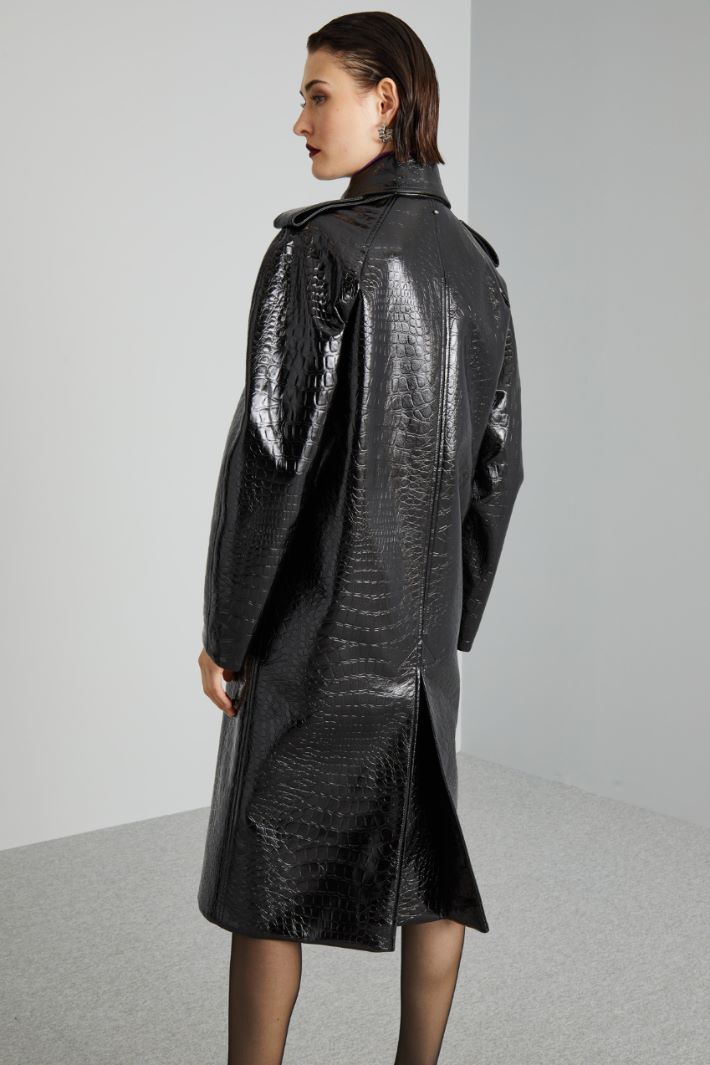 Trench in vernice stampa cocco - NERO - Fashion Market - 4