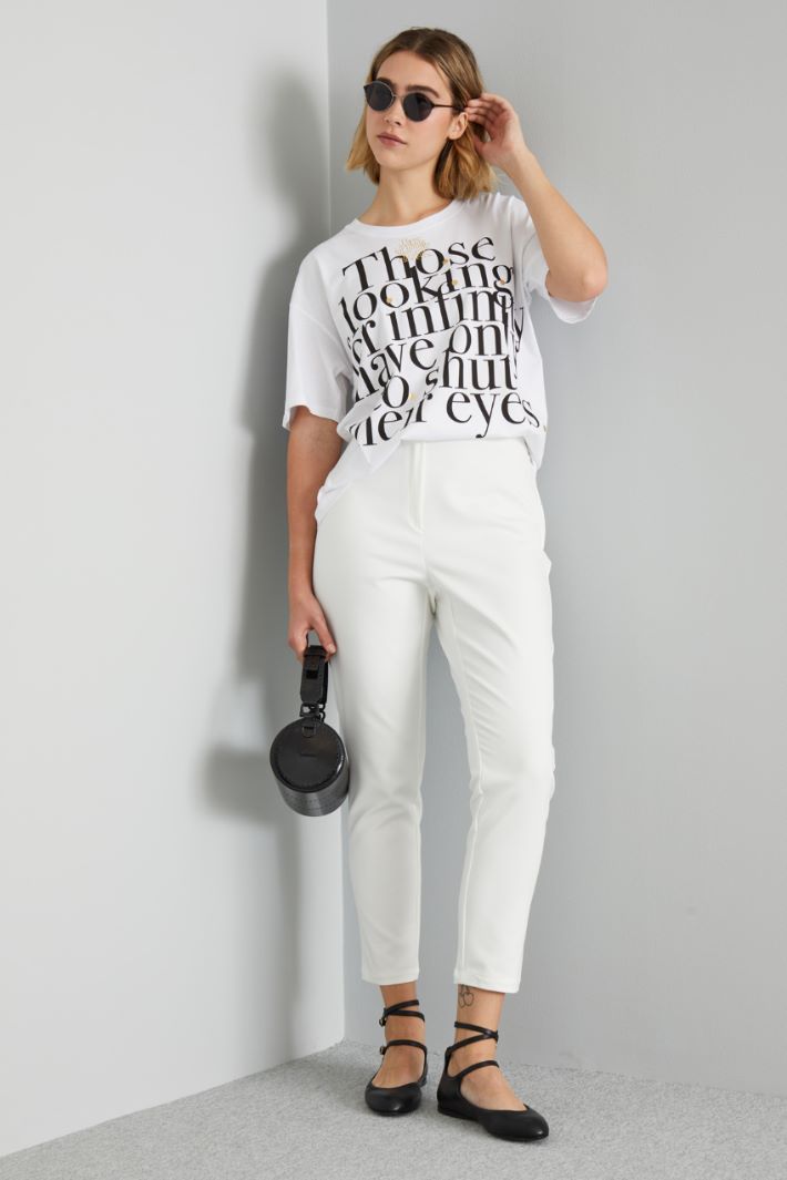 Pantaloni in misto cotone - BIANCO - Fashion Market